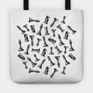 Chess Pieces Pattern | Chess Pattern | Chess Pieces | Black and White | Tote