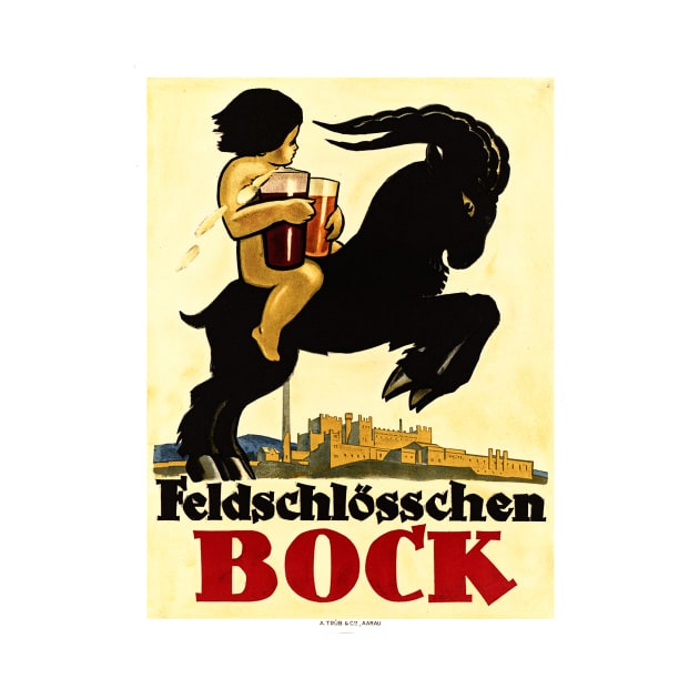 FELDSCHOLOSSCHEN BOCK BEER Swiss Alcohol Vintage by vintageposters