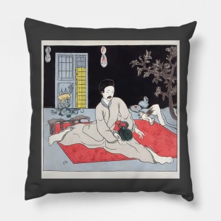 Asian man in anime style Pillow