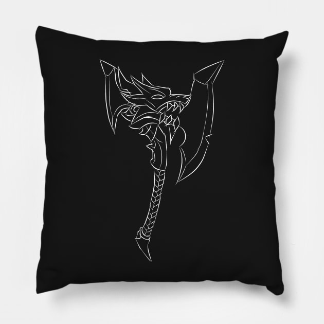 God King Ax (White) Pillow by DeLyss-Iouz