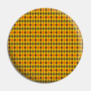 Mustard Yellow Brown Green and Orange Argyle Pattern Diamond Checks Pin