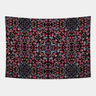 Dark Floral Mandala Tapestry