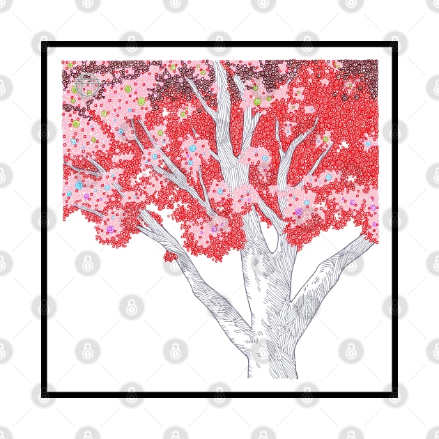 Red Tree Circle Design by pbdotman