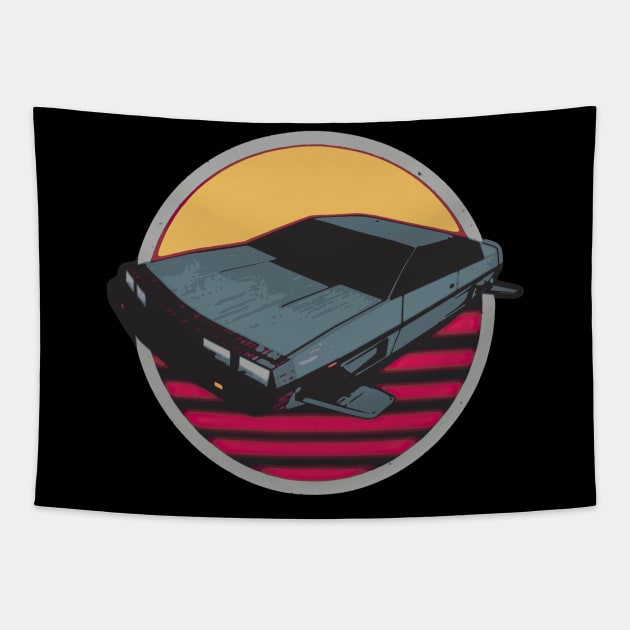 Flying Delorean Vectorised Tapestry by Marian87