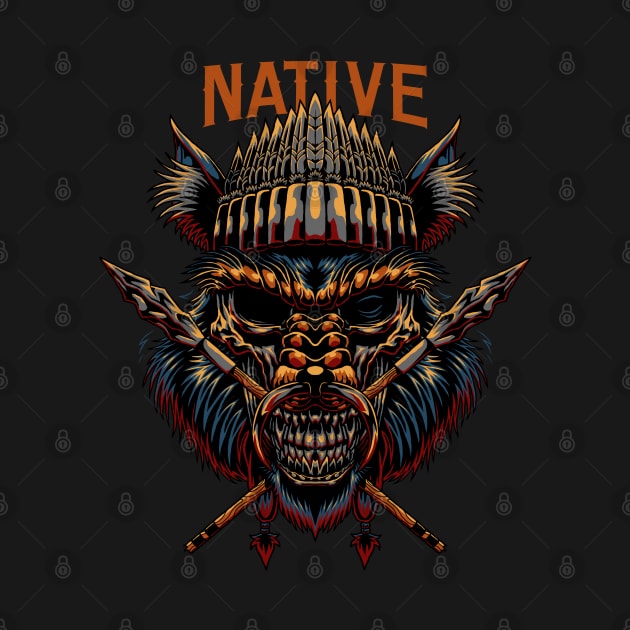 Native Wolf Skull by KRISTOPAPER