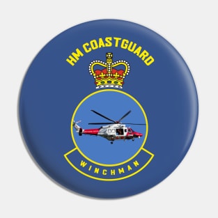 Winchman - HM Coastguard rescue AugustaWestland AW189 helicopter based on coastguard insignia Pin