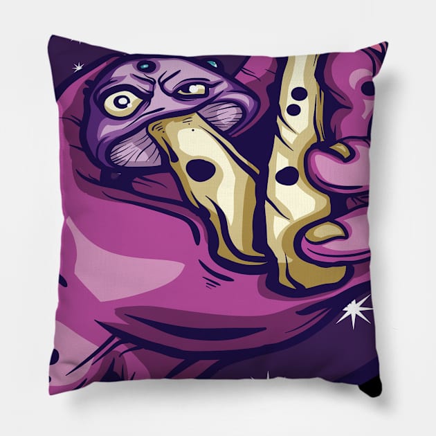 Space Shroom Psychedelic Mushrooms Gift Shrooms print Pillow by Linco