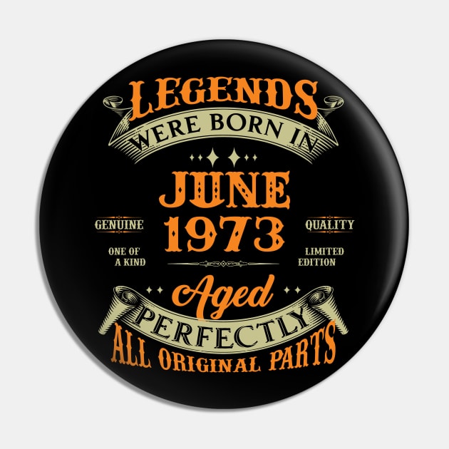 June 1973 Legend 50th Birthday Gift Pin by Kontjo