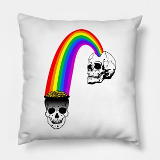 Gold at the end of the rainbow skulls Pillow