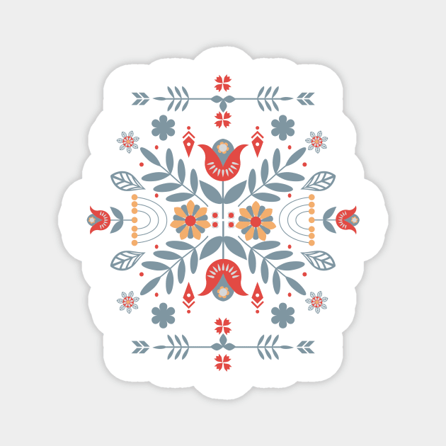 Scandinavian Folk Art Magnet by Raluca Mateescu