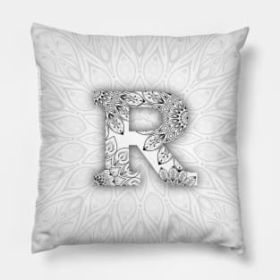 'R' Intricate Pattern Pillow