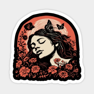 Linocut Woman Magnet