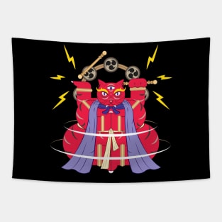 Bakeneko with Raijin drums Tapestry