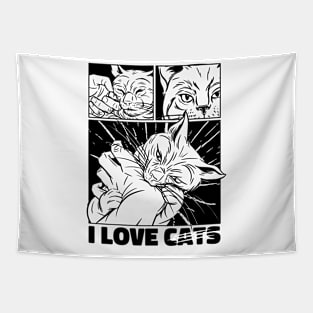 Cat bite comic Tapestry