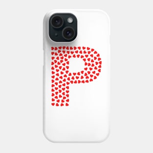 Letter P Heart Shape Initial Phone Case