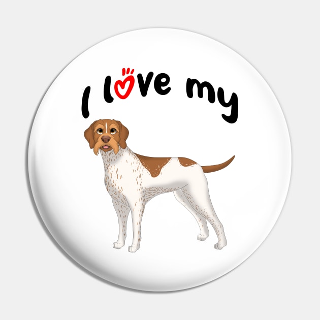 I Love My German Wirehaired Pointer Dog Pin by millersye