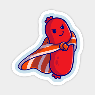 Cute Sausage Super Hero Cartoon Magnet