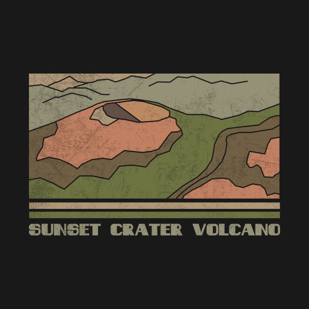 Sunset Crater Volcano National Monument Nature Lover Vintage Retro Skyline Hiking Outdoor Travel Adventure by NickDezArts