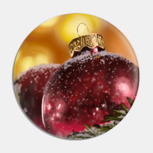 Red Christmas Ornament Painting Pin