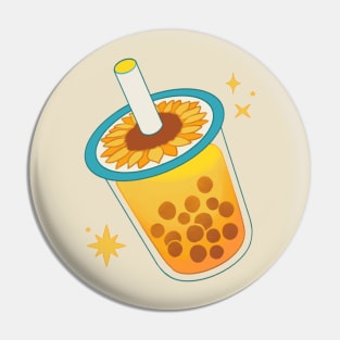 Sunflower Boba Tea Pin