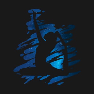 Yoga lover - brush strokes background (blue galaxy) - ballet, dance, gymnastics - ballerina, dancer, gymnast T-Shirt