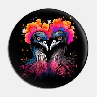 Emu Couple Valentine Pin