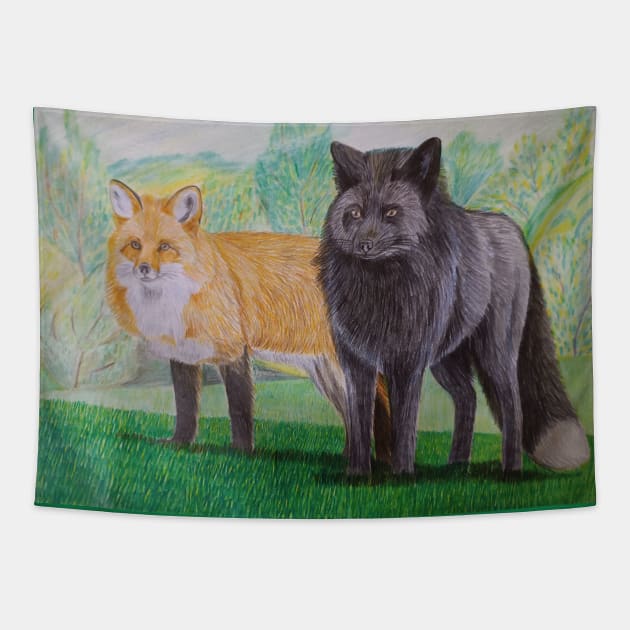 Foxes Tapestry by An.D.L.