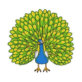 Fun bright peacock bird illustration T-Shirt