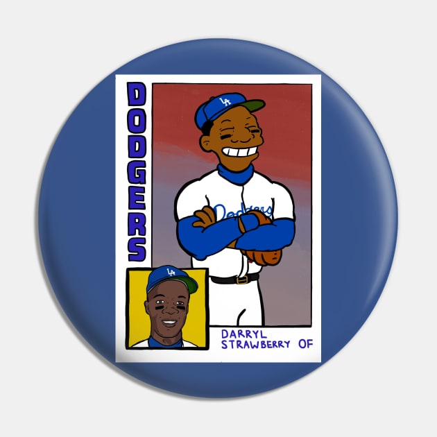 Darryl Strawberry - Homer at the Bat Simpsons LA Baseball Card Tee T-Shirt Pin by cousscards