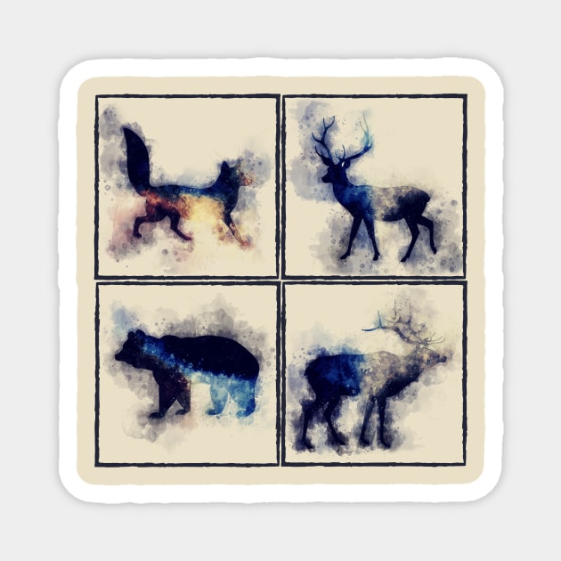 Wildlife Watercolor Grid Magnet by Underthespell