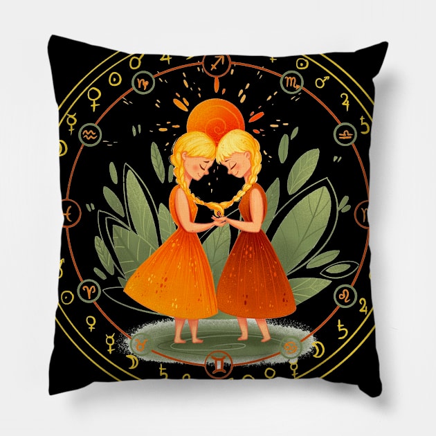 Gemini Pillow by Karmina Art