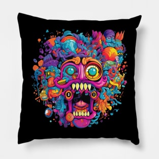 Lost in a world of vibrant colors and hallucinations Pillow