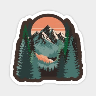 Mountains & Pines Retro Nature Magnet