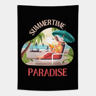 Hello summer Beach summertime Adventure travel lover palm tree sun Tapestry