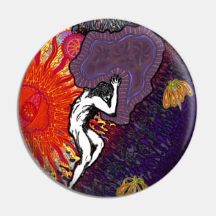 PSYCHEDELIC TRIPPY HORROR VACUI MYTH OF SISYPHUS - full colour Pin