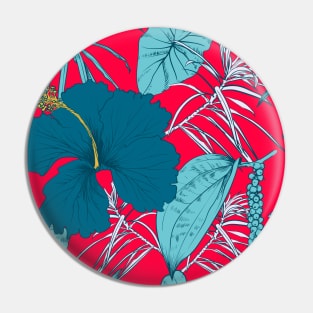 Tropical exotic flowers and leaves Pin