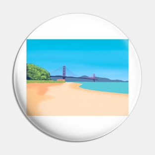 SF Golden Gate Bridge Scenery - Relaxing Beach Scene San Francisco Pin