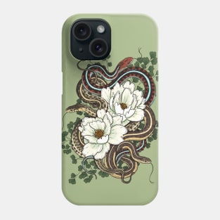 Garter Snakes with White Peonies Phone Case