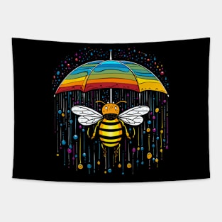 Bee Rainy Day With Umbrella Tapestry