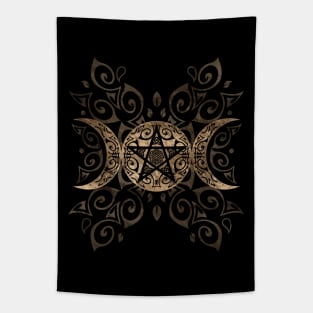 Triple Moon Goddess pentagram ornament Tapestry