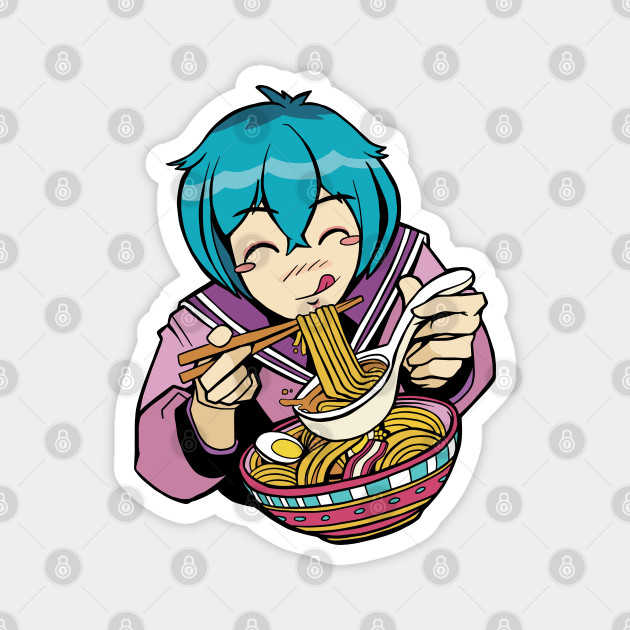 Cute Anime Girl Eating Ramen - Anime Ramen Lover - Magnet | TeePublic Cute Anime Girl Eating Ramen - Anime Ramen Lover - Magnet | TeePublic