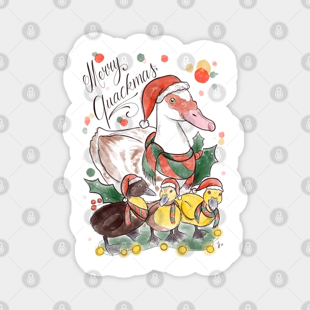 Merry quackmas Magnet by Jurassic Ink