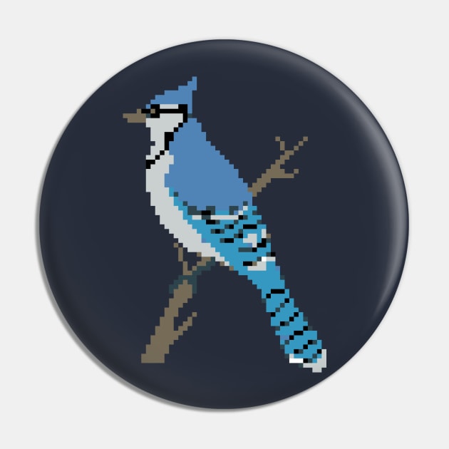 Pixel Blue Jay Pin by saradaboru