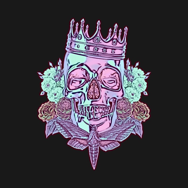 Pastel Skull And Roses by MerlinArt