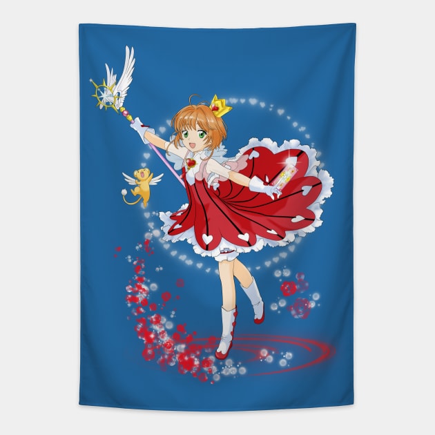 Card Captor Sakura - Sakura Red Heart outfit Tapestry by Nykos