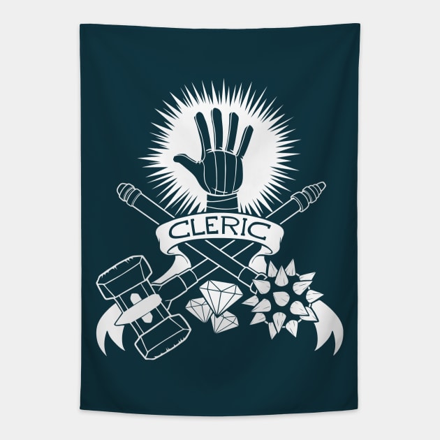 Cleric Class - White Design Tapestry by CliffeArts