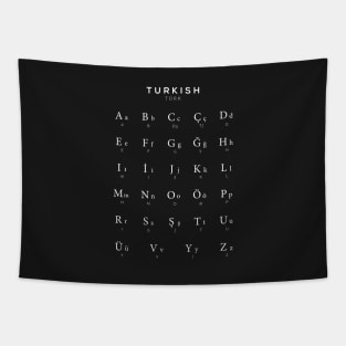 Turkish Alphabet Chart, Turkey Language Chart, Black Tapestry