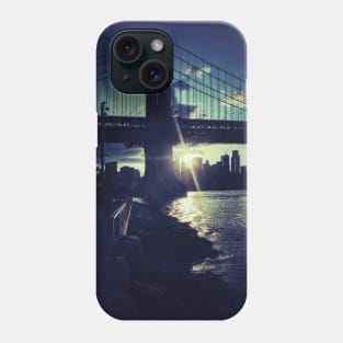 Manhattan Bridge Skyline Sun Brooklyn New York City Phone Case