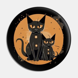 Modern Meows Atomic Age Black Kitschy Cats Pin