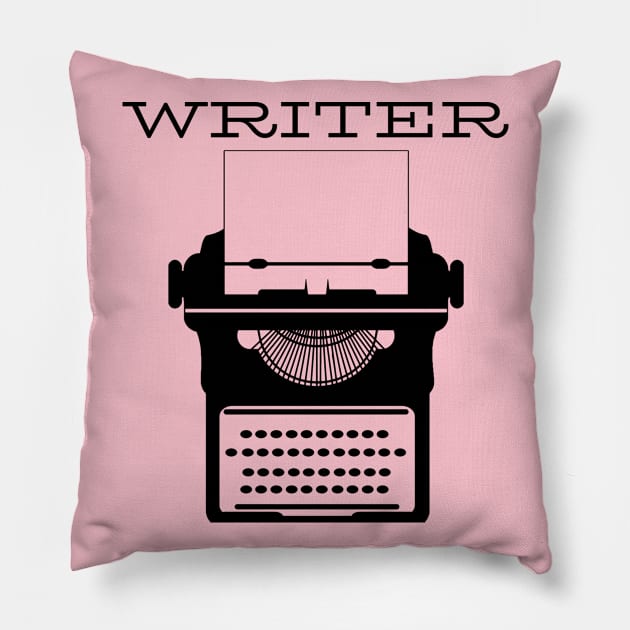 Writer black typewriter white paper Pillow by CasualTeesOfFashion